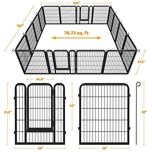 Yaheetech Outdoor Dog Playpen, Dog Pen Fences 16 Panels 32" Height Puppy Pet Playpen For Small/Medium Dogs Exercise Pen With 2 Doors Indoor Playpen For The Yard Rv Camping #TOP5