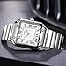 Classic Square Watches for Men with Roman Numerals Casual Watch (Silver)