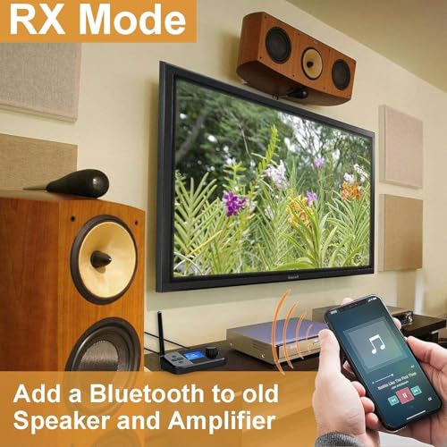 Image of MICROWARE Bluetooth Receiver and Transmitter, Bluetooth 5.4, Support 2 Headsets Simultaneously, 3.5mm AUX, Optical, Coaxial, TF Card Plug-Play, for TV /PC /Home Stereo /Headset /Speaker /Mp3 /Mp4