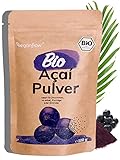 Abverkauf Designwechsel VEGAN FLOW® Rohkost und ganze Beere, Bio Acai Pulver, 100g gefriergetrocknetes Pulver, Frucht-Pulver für Smoothies, Joghurt und Bowls