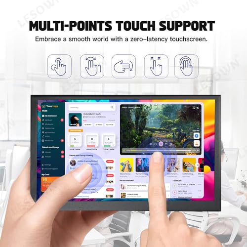 Image of 7 Inch USB-C HDMI Portable Touch Monitor FHD 1024x600 IPS LCD Touchscreen Built in Speakers External Monitor for Laptop PC Phone Mac