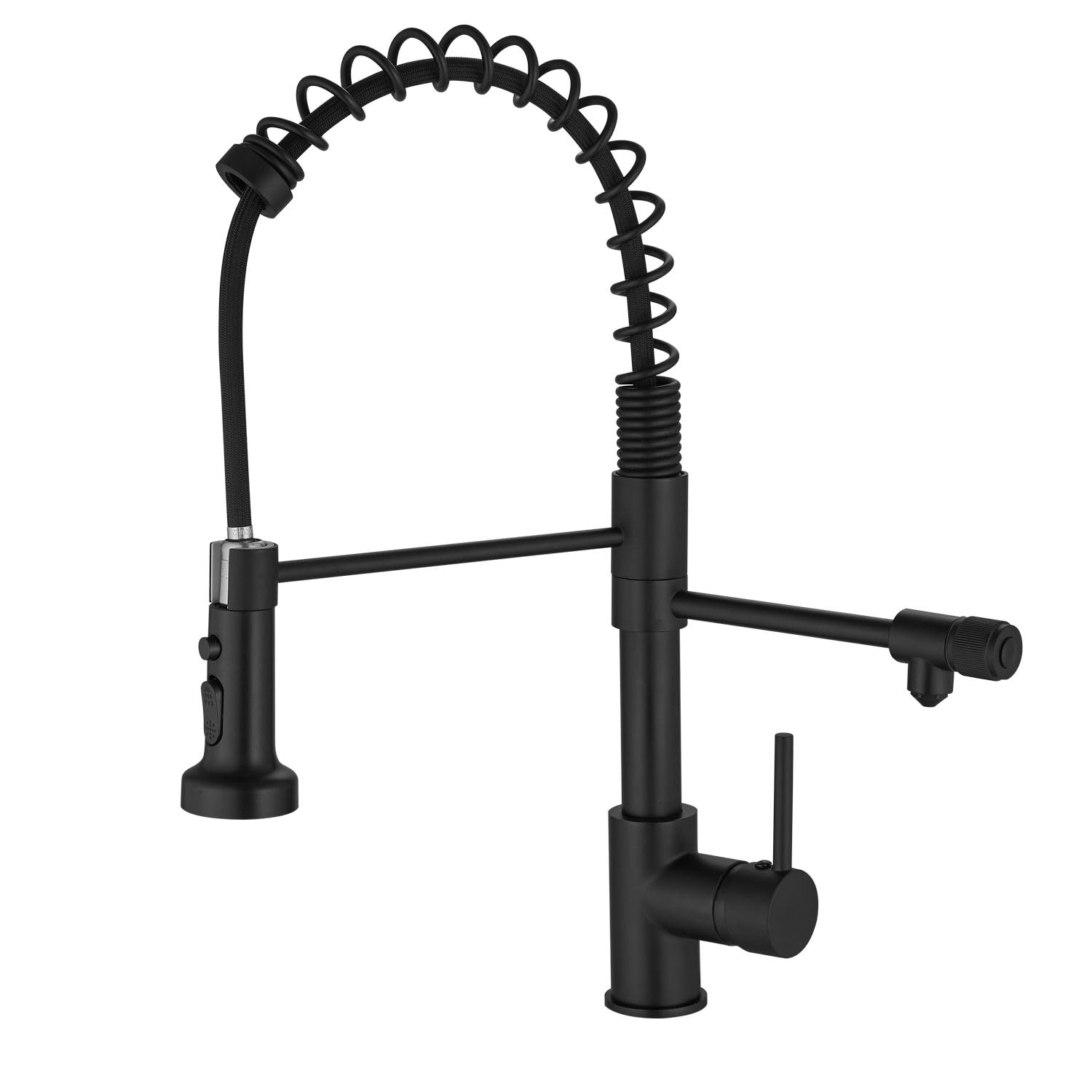 Robinet de cuisine noir rotatif 360 avec douchette extractible 3 fonctions