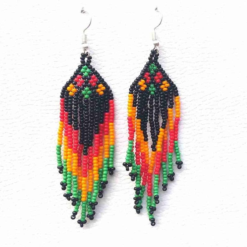 Joyería ucraniana artesanal Gerdan de cuentas con patrón de telar multicolor 4