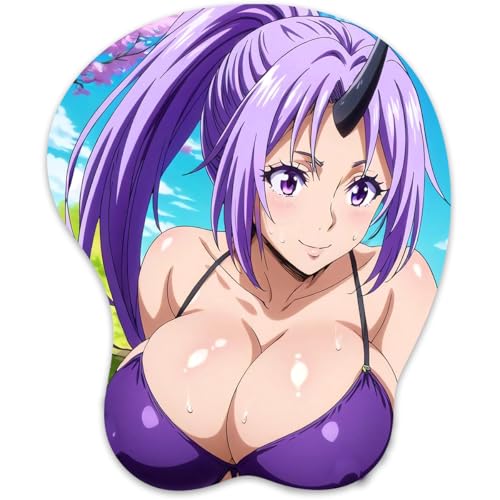 RUFSMAAN 3D Mouse Pad Oppai Mousepad with Soft Gel Wrist Rest Anime Manga Gaming Boob pad Anti-Slip Mouse Mat (Shion)