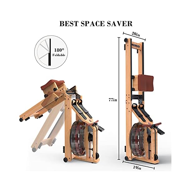 SNODE-Foldable-Wood-Water-Rowing-Machine-with-APP-Rowing-Machine-Water-Resistance-for-Home-Use-with-LCD-Monitor-Water-Resistance-Wood-Indoor-Rower-Soft-Seat-Home-Fitness-Workout-Yellow SNODE Wood Water Rowing Machine for Home Use, Foldable Rower Machine, Imported Beech Wood, Rower Machine with Bluetooth and LCD Monitor, Soft Seat