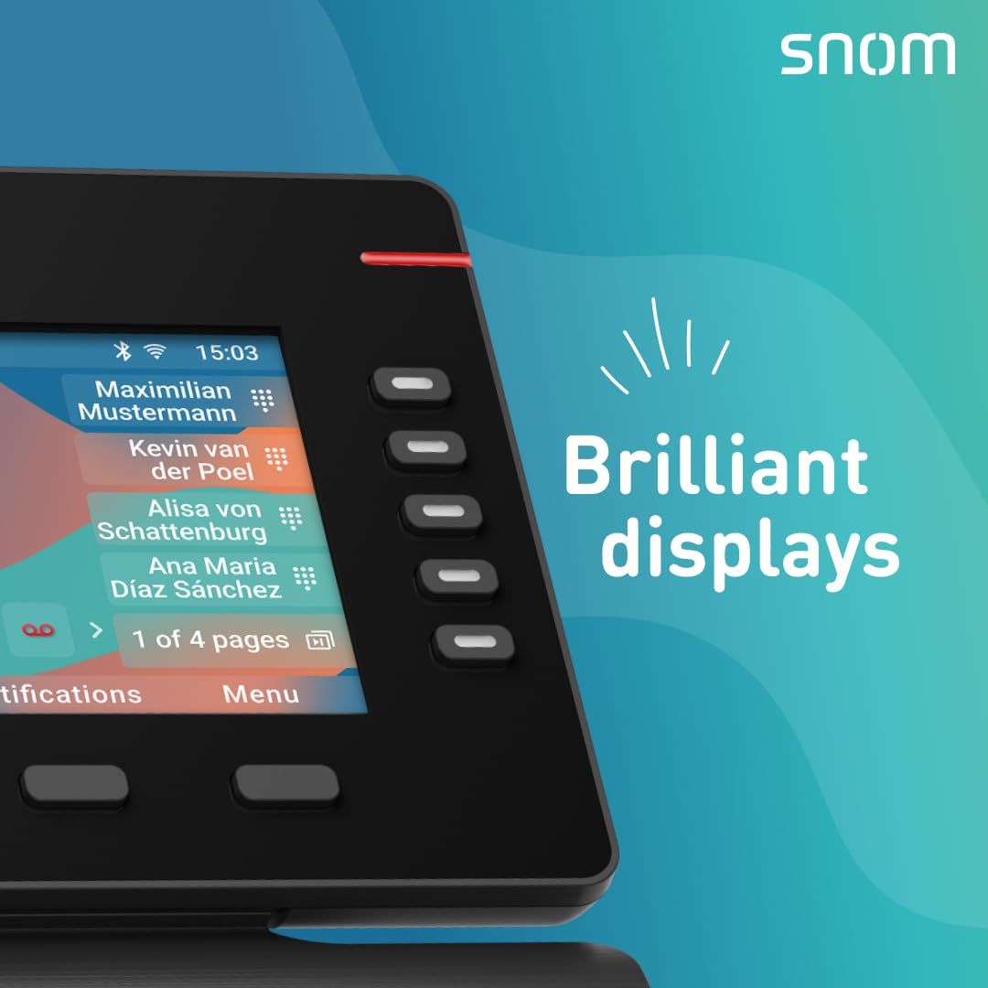 Snom D865 IP Telefon, SIP Tischtelefon, 5" IPS-Farbdisplay 1280×720 Pixel, WiFi & Bluetooth & NFC, 10 SmartLabel-Tasten, 12 SIP-Konten, Hörgerätekompatibel, Gunmetal, 00004536