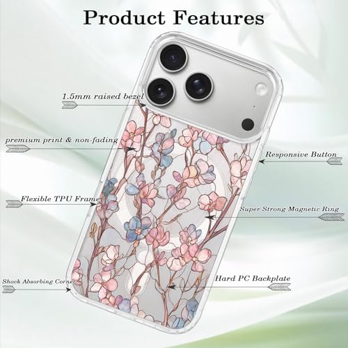 Coque iPhone 17 Pro Max esthétique florale en polycarbonate haute densité