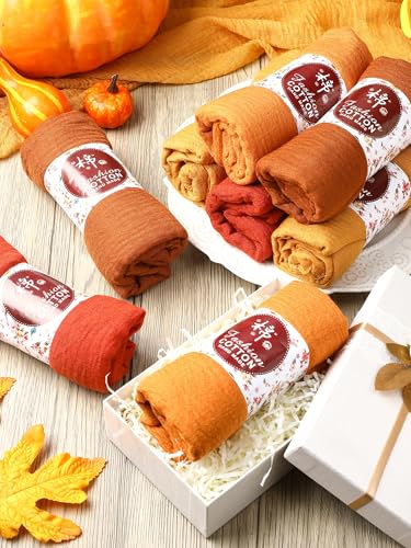 12 Pcs Fall Scarf for Women Soft Cotton Hemp Scarf Fall Gifts for Women Long Head Wraps Shawl Hijab for Mom Female Sister Autumn Thanksgiving Birthday Wedding Party Favors3