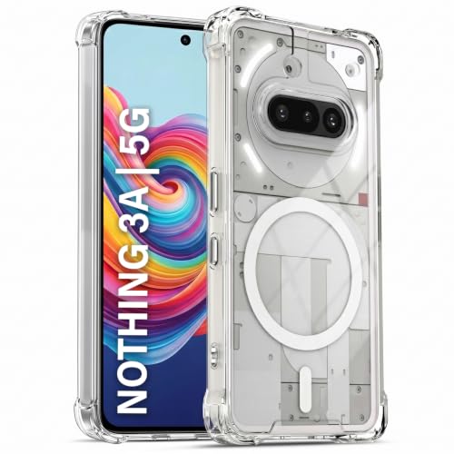 Image of TRUEUPGRADE Back Cover for Nothing Phone 3A Non Mag-Safe Transparent PC + TPU Bumper Case with Magnetic Print Shockproof Protection (Transparent Mag-Safe)