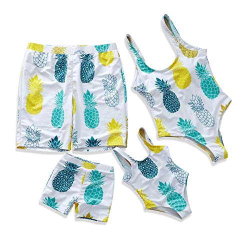 IFFEI Family Matching Swimsuit Pineapple Printed Striped Monokini One Piece Bathing Suit Beach Wear Men: XXL