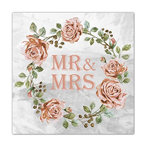 Panneau en bois personnalisé Mr & Mrs plaque murale couronne florale déco automne 40x40
