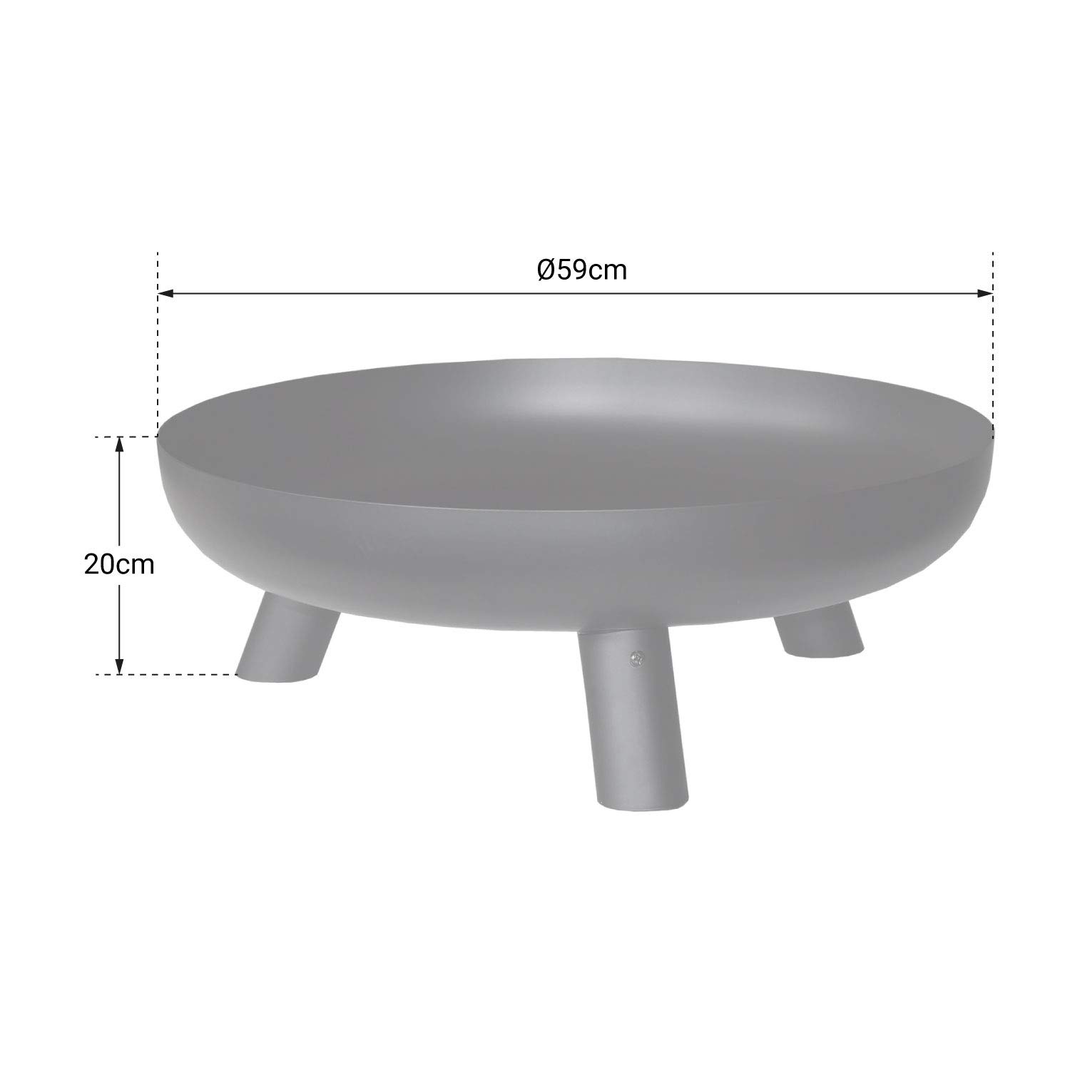 Cook’in Garden - Braciere da giardino in acciaio, grande vasca con piedi stabili, resistente alle alte temperature, focolare da esterno per terrazza, robusto e durevole, nero