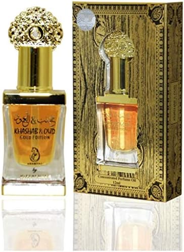 Olio profumato Khashab & Oud Gold Attar arabo 100% Olio Senza Alcool, Muschio Halal Per Uomo e Donna Fragranza a Lunga Durata, Flacone Applicatore Stick 12ML, Note: Oud, Lampone, Caramello, Muschio
