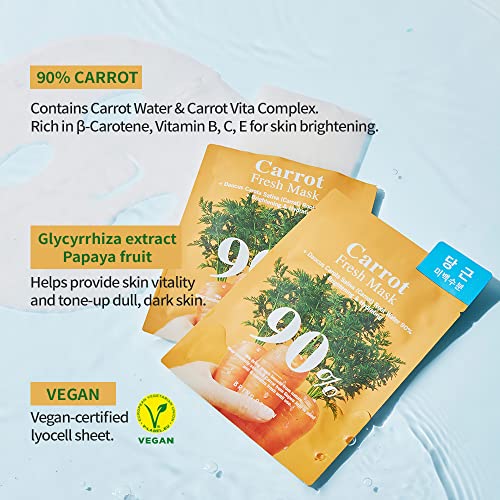 Bring Green Carrot + Aloe + Artemisia 90% Fresh Mask (10 Count Each) Bundle #TOP3