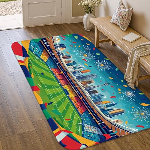 Tapis de feux d'artifice bleu moderne poils courts anti-perte