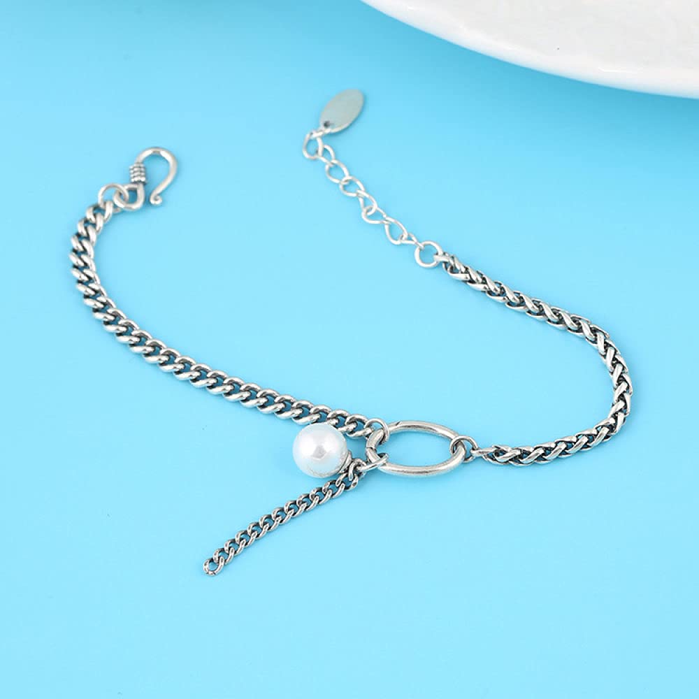 Armkette Damen Silber 925,S925 Silberarmband Vintage Pearl Freundschaftsarmbänder Fashion Einstellbare Sterling Silber Schmuck Für Frauen Geschenk Freundin Frau