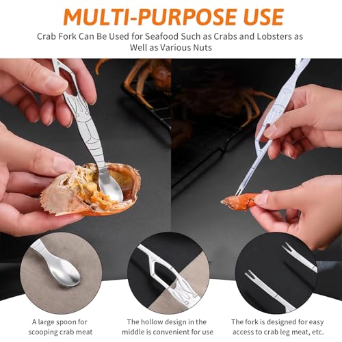 Crab crackers and tools, Crab and Lobster Seafood Tool Set, 3-Piece Easy-to-Use Heavy Duty Multipurpose Lobster Claws and Pick Set, Non-Slip Handles with 2 Stainless Steel Forks/Pliers Set, Black - Image 5