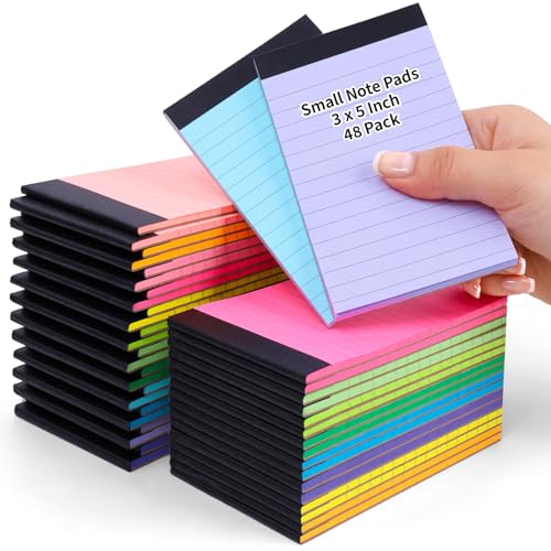 Image of Oleitodh 48 Pack 3 x 5 Inch Note Pads 12 Colors Mini Memo Pads | 80GSM Lined Writing Pads with 30 Sheets Each, Small Pocket Notepads for Office, School, Teachers, Lists and Daily Notes