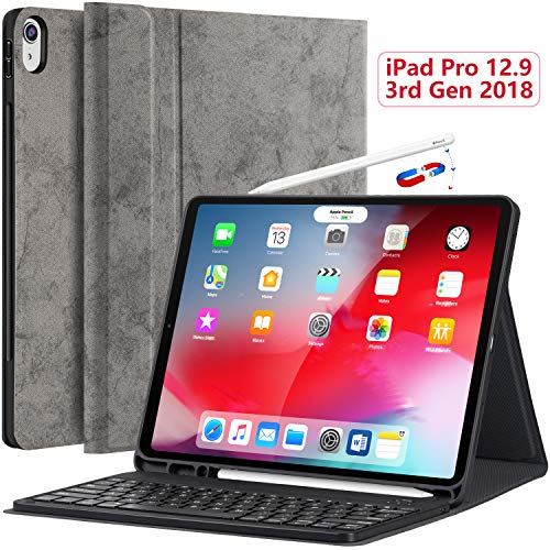 iPad Pro 12.9 Case with Keyboard 2018-3rd Gen [Support Apple Pencil Charging] [