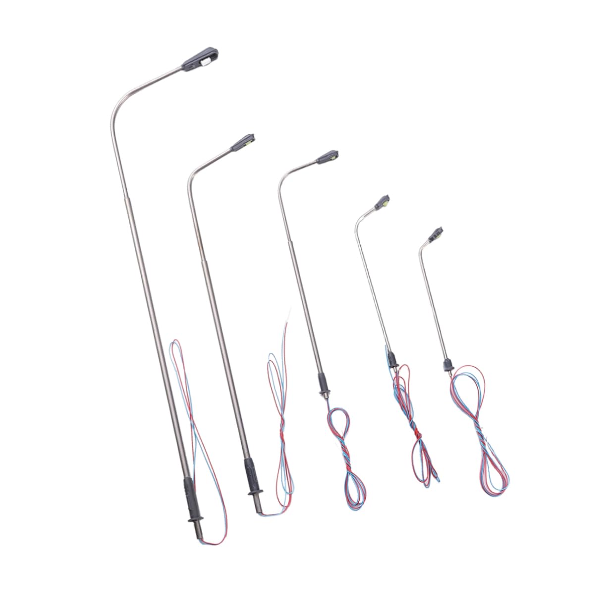 BCOATH Microscopic Model Street Lights Led Miniature Lamps Set of 5pcs 150mm 110mm 80mm 55mm 40mm Steel Tube for