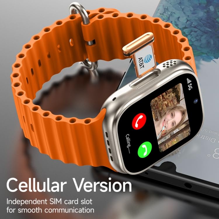 Image of SE HUB Dual Camera Sim Wath | Water Droplet Screen Video Call Instagram Android Smart Watch, Large Screen | Smart Watch for Men & Women (Orange)