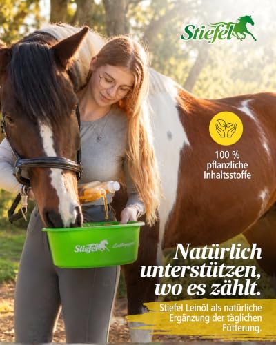 Stiefel Leinöl für Pferde 1L I Kaltgepresstes Öl für Fell, Haut & Verdauung
