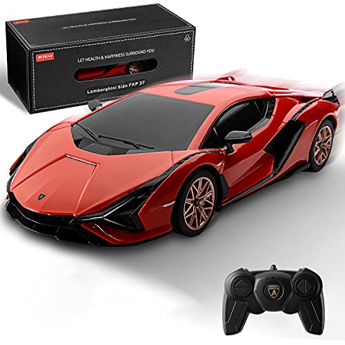 BEZGAR X RASTAR Licensed RC Series, 1:24 Scale Remote Control Car Lamborghini Sián FKP 37 Electric Sport Racing Hobby Toy Car Model Vehicle for Boys and Girls Teens and Adults Gift (Red)