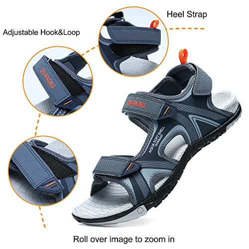 QUANDELI Men's Sport Sandals, Open Toe Water Sandals with Arch Support Waterproof Lightweight Casual Athletic Sandals for Outdoor Beach Travel Summer3