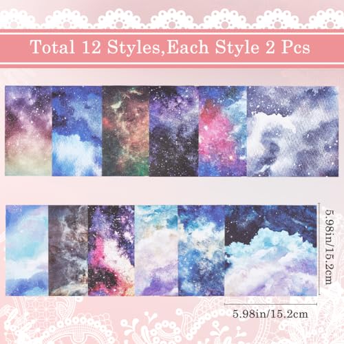 GORGECRAFT 24 Sheets 12 Styles Sky Scrapbook Paper Pad 15.2x15.2cm Galaxy Patterned Single-Sided Decoupage Cardstock Papers Background Supplies for Card Making Writing Journaling Origami Crafts - Image 2