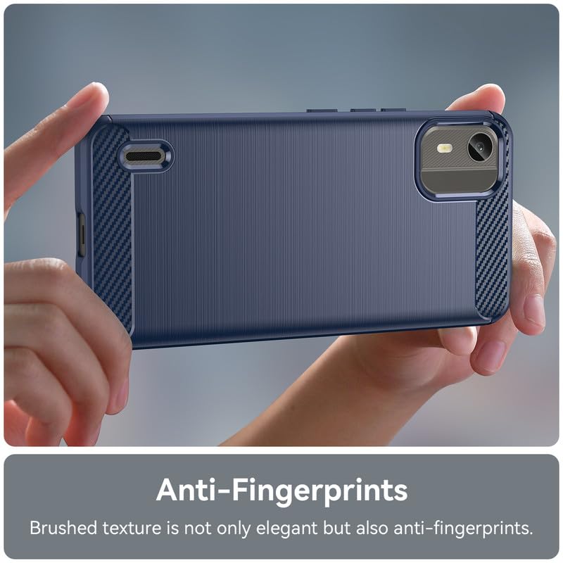 Image of Hybrid Carbon Fiber Back Case for Nokia C12 / C12 Pro (Blue)