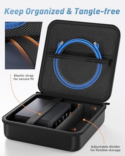 Image of ProCase Hard Carrying Case for GL-BE3600(Slate 7) /SFT1200(Opal) /MT3000(Beryl AX) /MT3600BE(Beryl 7) Glinet Travel Router, Portable Organizer Bag for WiFi Routers, Power Adapter and Accessories -Black