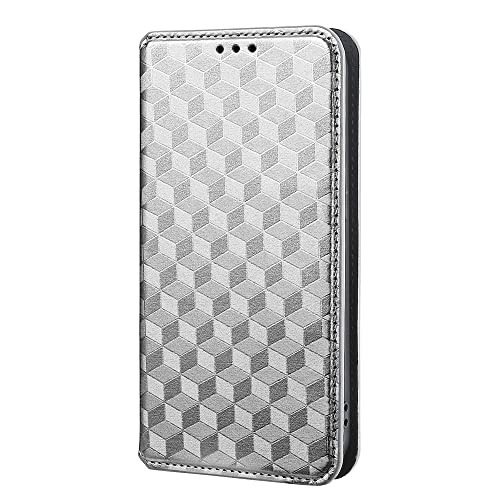 Unichthy Phone Case for Motorola Moto G53 Cover Flip Shockproof 3D Fashion Wallet Case Anti-slip PU Leather Stand Magnetic Closure Folio Bumper Protective Phone Skin for Motorola Moto G53 Silver - Image 4