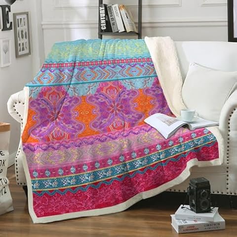 Bohemian Fleece Throw Blanket, 150x200 cm Cover