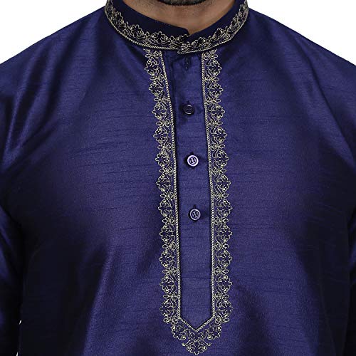 Kurta Salwar de mezcla de seda hombre azul granate 44 ropa tradicional india 6