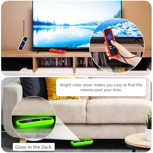 Image of 4 Pack Case for Roku Remote, Cover for Hisense Roku TV Steaming Stick /Express Universal Replacement Controller, Silicone Universal Protective Controller Sleeve Glow in The Dark Green Blue