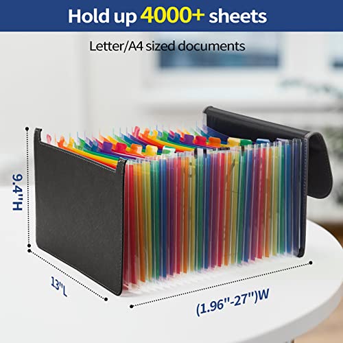Sooez Pu Leather Expanding File Folder, 24 Pocket Durable Accordian File Folder, File Organizer Folder A-Z, Paper Organizer Folder, Expandable Folder For Letter/A4 Size Paper #TOP4