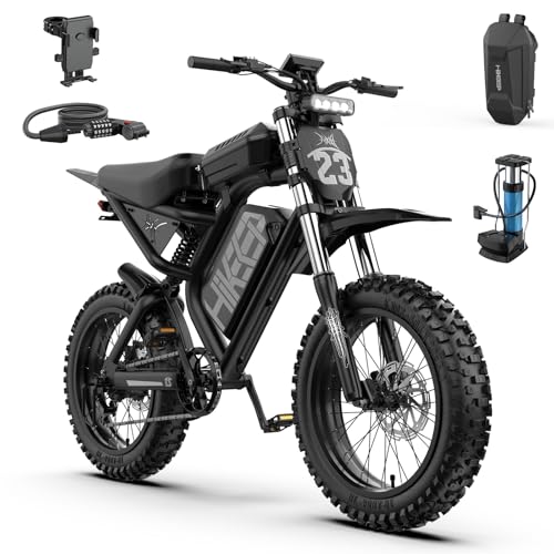 HiKeep Electric Dirt Bike for Adults - Peak 3000W Electric Bikes 52V/40Ah 70-120 Mile(PAS Mode) Ebike 20 Inch All-Terrain Fat Tire Electric Motorcycle Safety Tested to UL 2849