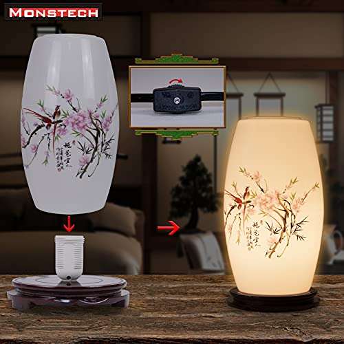 Table Lamp Oval Ceramic Chinese Lamp With Birds And Flower For Living Room Bedroom Office #TOP5