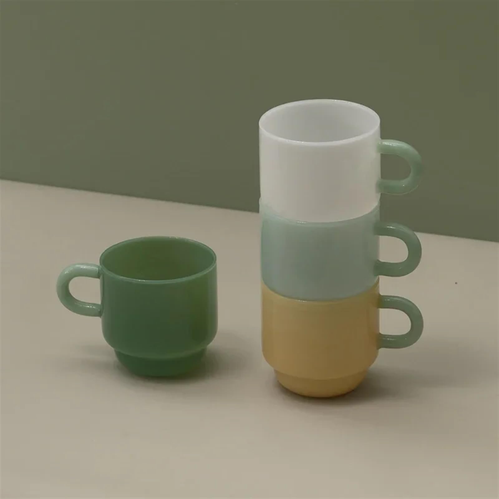 Taza Tea Mugs Jade Mug Retro Green Glass Heat Resistant Tea Cups Glass Coffee Mug Drinkware Drinking Milk Water Coffee Cup 8oz(Ivory)