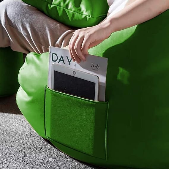 Image of IVIKA 3XL Bean Bag with Beans Filled | Gaming Chair | Premium Leatherette, Double Stitching | for Lounge & Bedroom | (3XL - Green)