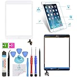 OmniRepairs Touch Screen Digitizer Glass OEM Assembly with Home Button IC Chip Compatible for iPad Mini 1st and 2nd Generation Model with Adhesive Tape, Screen Protector and Repair Toolkit (White)