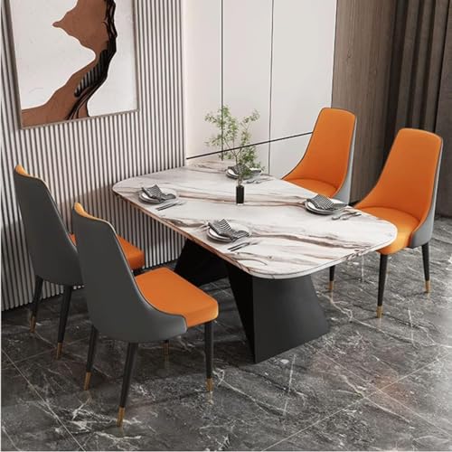 Chaise salle à manger cuir microfibre durable avec piétement fer