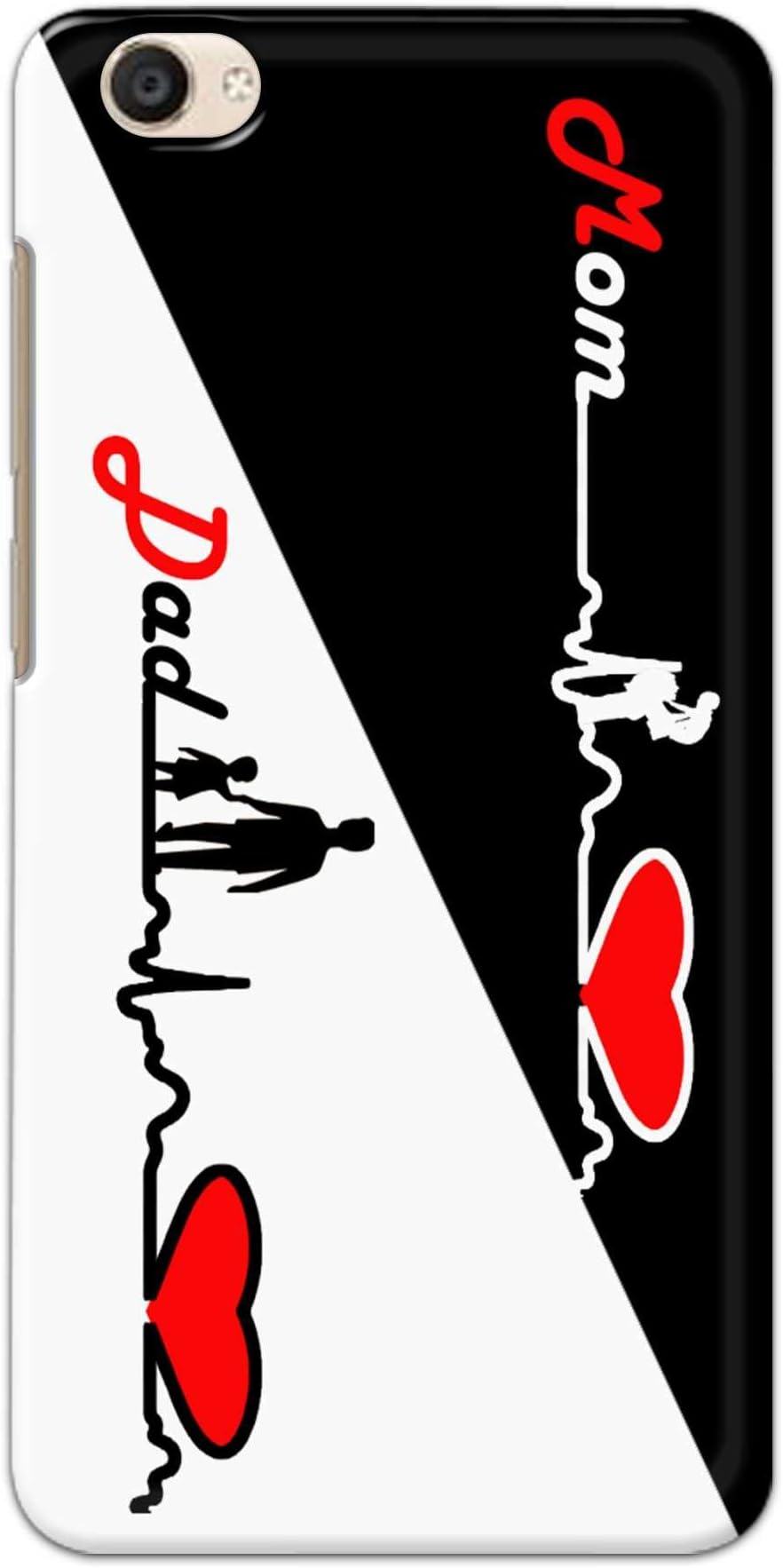 TweakyMod Designer Printed Hard Case | Mom and Dad Heart Beat Back Cover Compatible with VIVO Y55