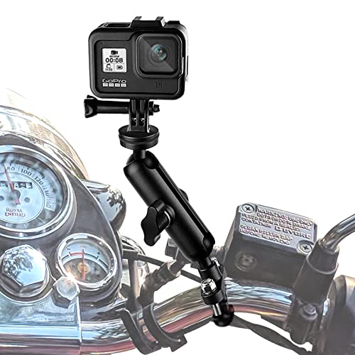 Motorcycle Camera Mount, Soporte de Bicicleta para Cámara,Montaje para Manillar de Metal Ajustable Giratorio de 360 Grados, Soporte para Manillar de Motocicleta para GoPro Hero 7/6/5/4/3+/3/2 Cover