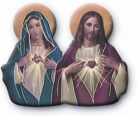 Plaque of Jesus and Mary. Magnetic of Jesus and Mary 6cms x 7cms. Sacred Heart of Jesus. Immaculate Heart of Mary.Our Lady Image. Image of Jesus Christ. Scared Heart. Our Lady.