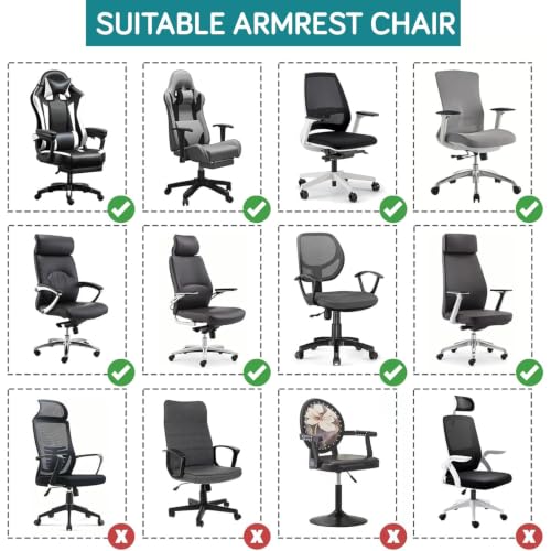 Image of HOKIPO 210gsm Jacquard Water Repellent Armrest Covers for Office Chair (Elastic Style), 1 Pair, Teal (NEW-AR-5931-TEAL)