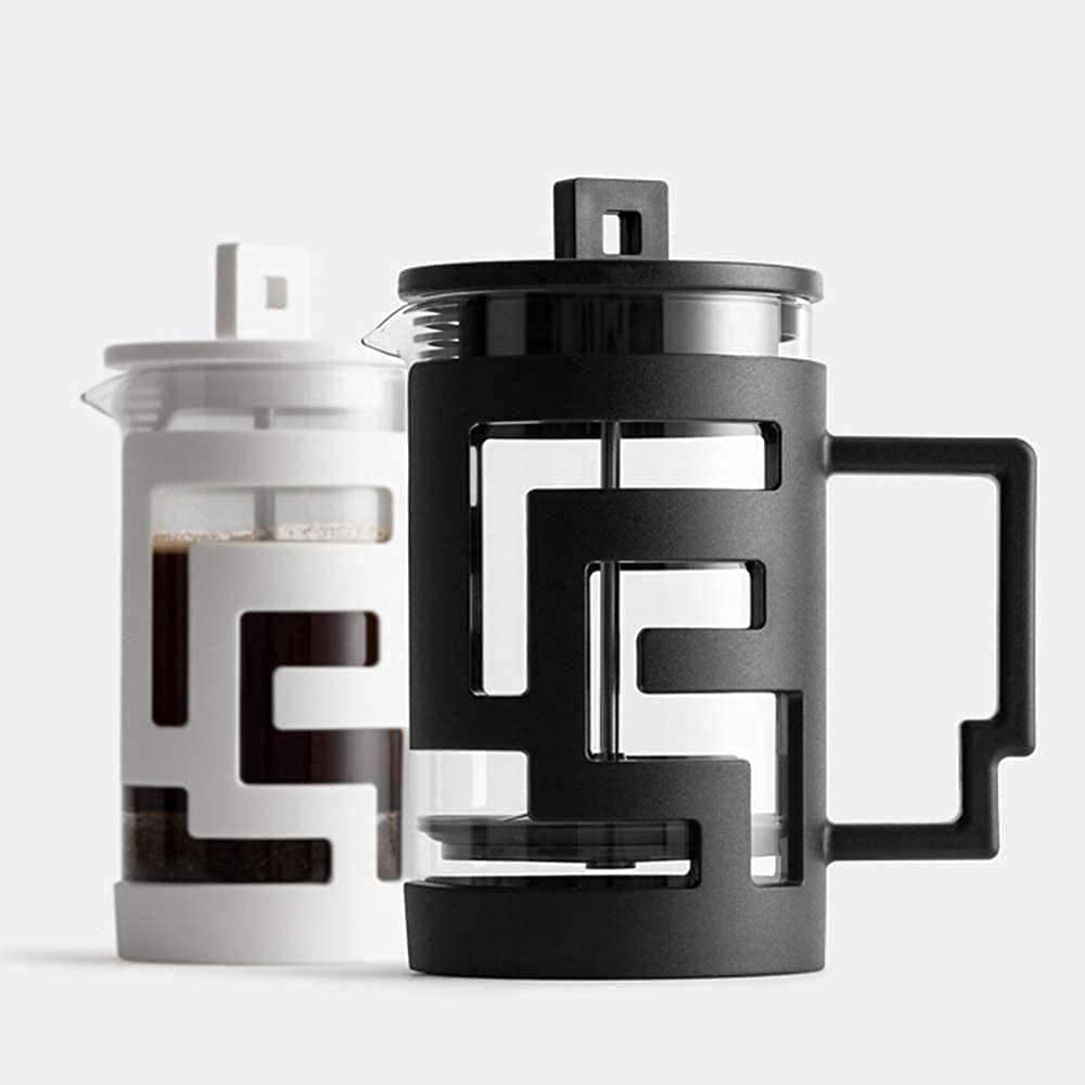 Cafetera □ Jarra de Vidrio y Filtro de Malla de Acero Inoxidable □ Espresso de Vidrio Resistente al Calor y Fabricante de té 350 ml (Color : White)