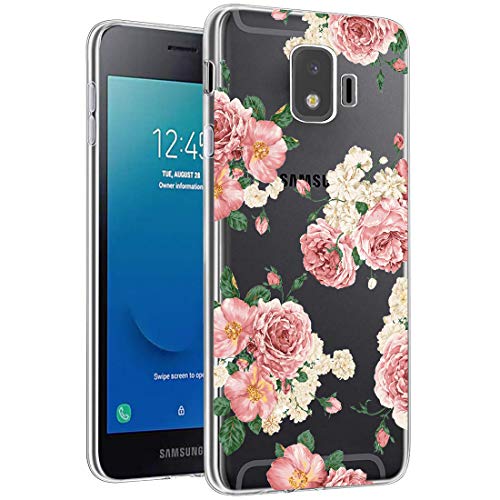 Ueokeird for Galaxy J2 Core Case, Shockproof Clear Floral Pattern Soft Flexible TPU Back Phone Protective Cover for Galaxy J2 2019 / for Samsung Bench Pink Flower -  B07TR3MJTK