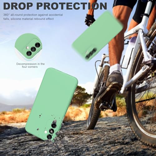 ARRYNN Etui do Samsung Galaxy A15 (6,79") + folia ochronna ze szkła hartowanego, Ultra Premium TPU Elastyczny płynny silikonowy pokrowiec do Samsung Galaxy A15 - Zielony