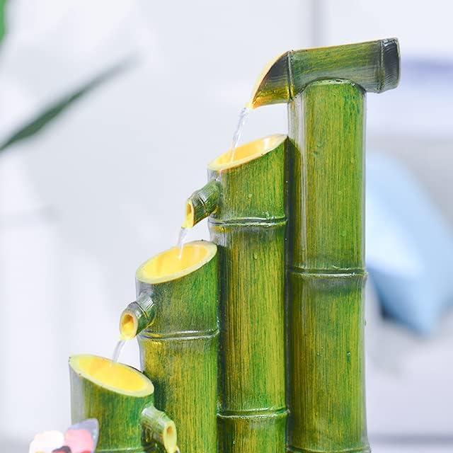 竹製噴水キット（ポンプ付き）、ミスト加湿効果付き、屋内/屋外用竹製装飾品、装飾用造園噴水オーナメント、49CM